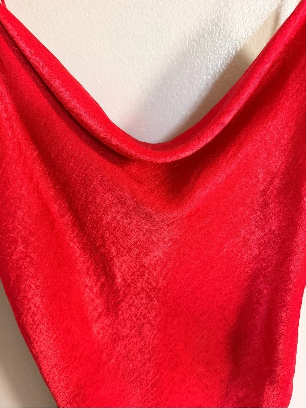 Lulus Rolande Red Satin Ruched Midi Slip Dress Red Medium - Picture 5 of 7